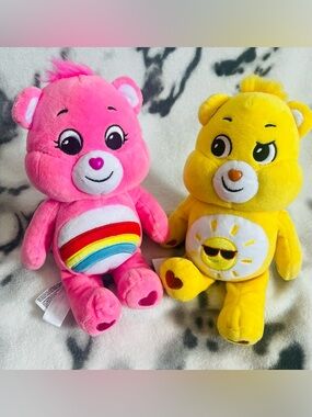 2020 Care Bears - Cheer Bear and Funshine Bear  10” Plush Toys by Basic Fun